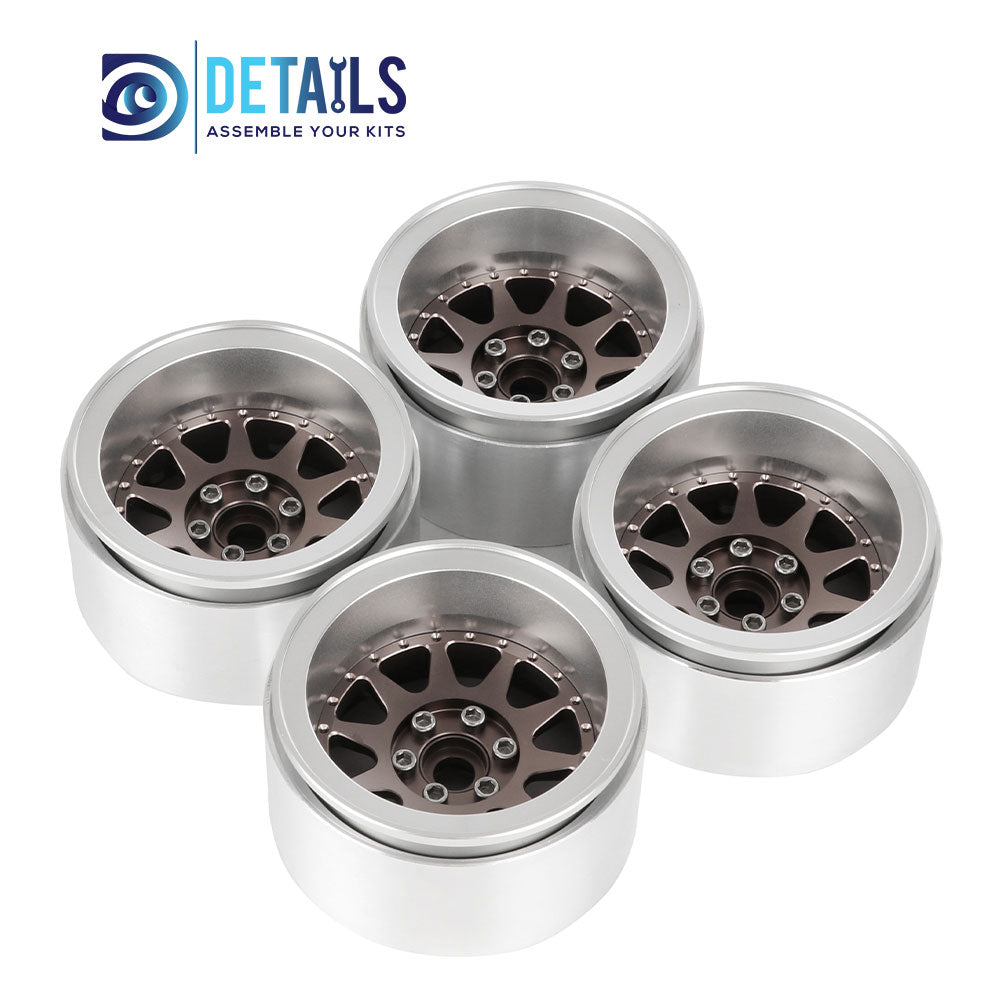 Hobby Details Offset -10mm Aluminum 2.2" Wheel Rim for 1/10 RC Crawler SCX10 Pro TRX4 VS4-10 Gen8 TRX6 CAPRA 4pcs/set A:Black B:Silver C:Titanium D:Copper