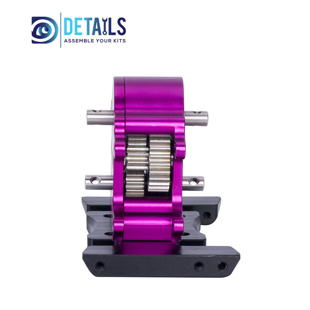 Hobby Details CNC Aluminum Dual Transmission Overdrive Gearbox Installable 2 Motors for 1/10 RC Crawler Upgrade Parts A:Black B:Red C:Purple