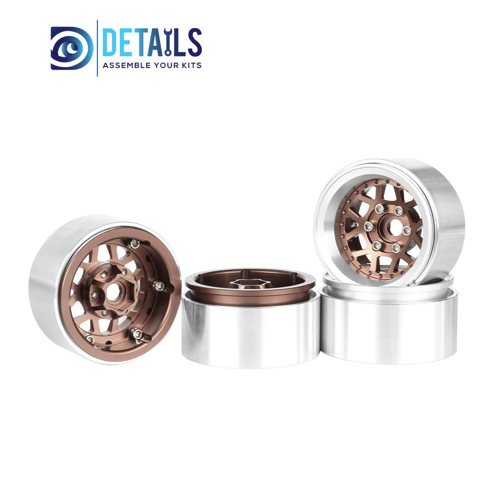 Hobby Details Offset -10mm Aluminum 1.9" Wheel Rim for 1/10 RC Crawler SCX10 Pro TRX4 VS4-10 Gen8 TRX6 CAPRA 4pcs/set A:Black B:Silver C:Titanium D:Copper