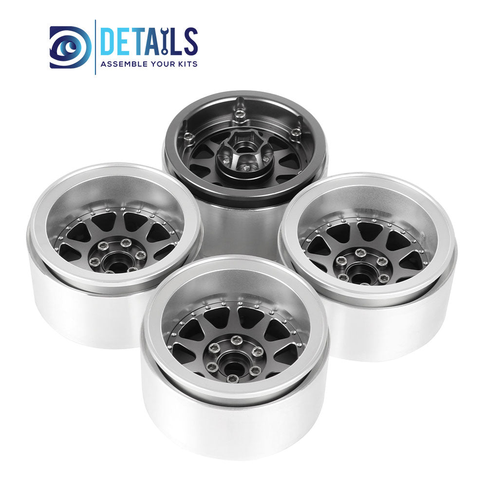 Hobby Details Offset -10mm Aluminum 2.2" Wheel Rim for 1/10 RC Crawler SCX10 Pro TRX4 VS4-10 Gen8 TRX6 CAPRA 4pcs/set A:Black B:Silver C:Titanium D:Copper