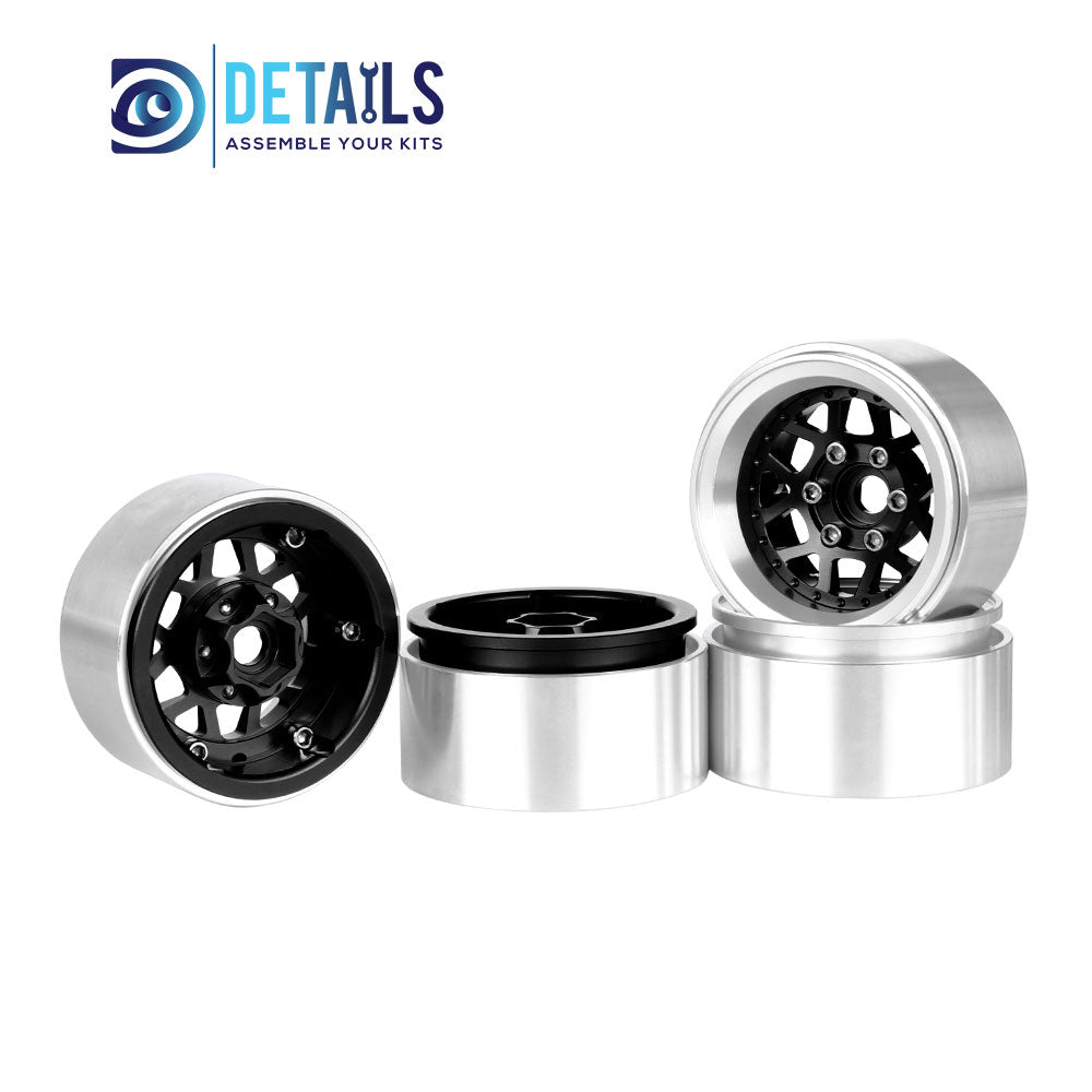 Hobby Details Offset -10mm Aluminum 1.9" Wheel Rim for 1/10 RC Crawler SCX10 Pro TRX4 VS4-10 Gen8 TRX6 CAPRA 4pcs/set A:Black B:Silver C:Titanium D:Copper