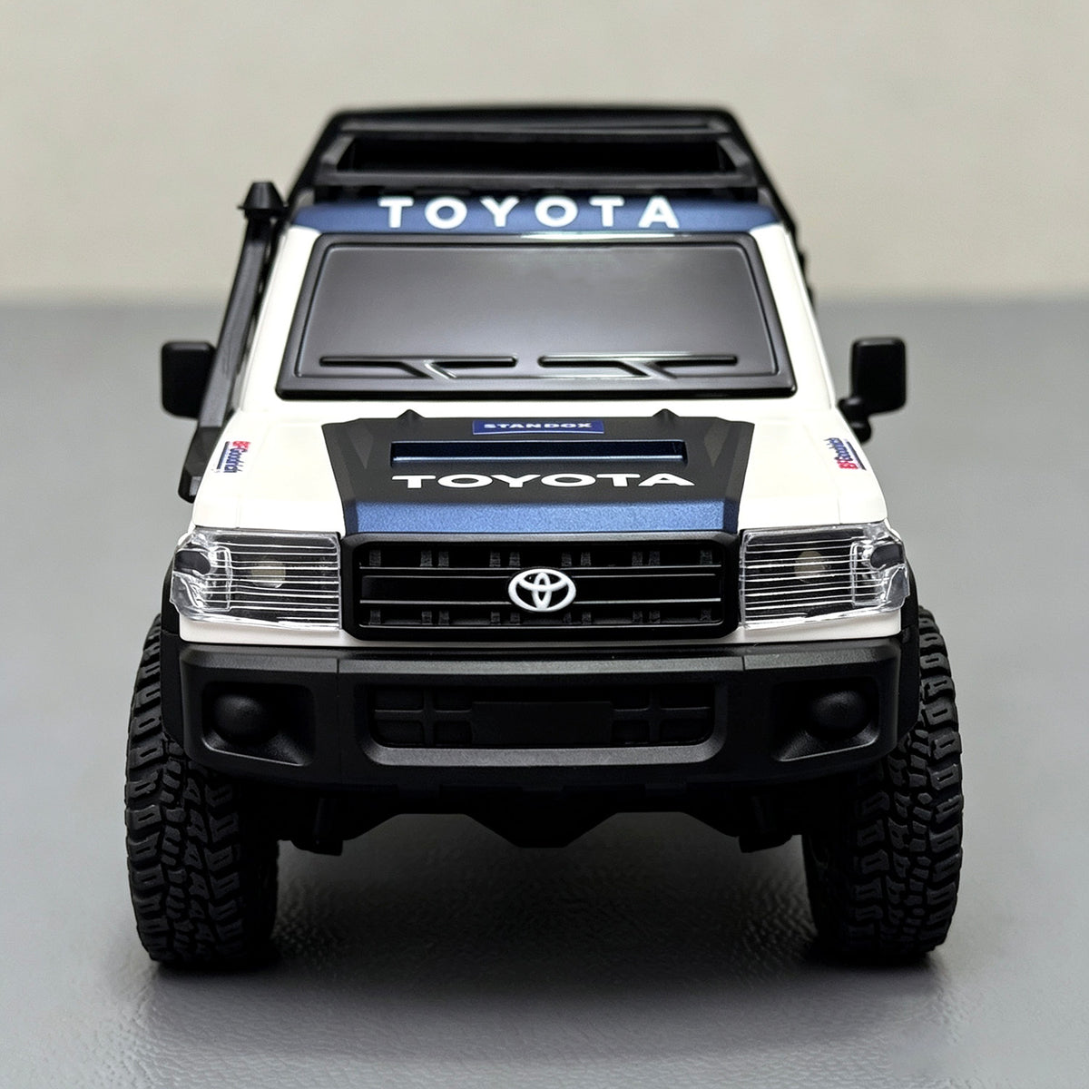 HobbyDetails Hand-Painted Blue & White Toyota LC79 Body with Stickers for SCX30 Jeep/Bronco/K10 Crawler