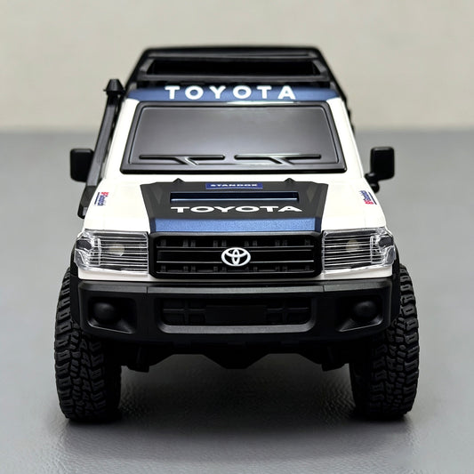HobbyDetails Hand-Painted Blue & White Toyota LC79 Body with Stickers for SCX30 Jeep/Bronco/K10 Crawler