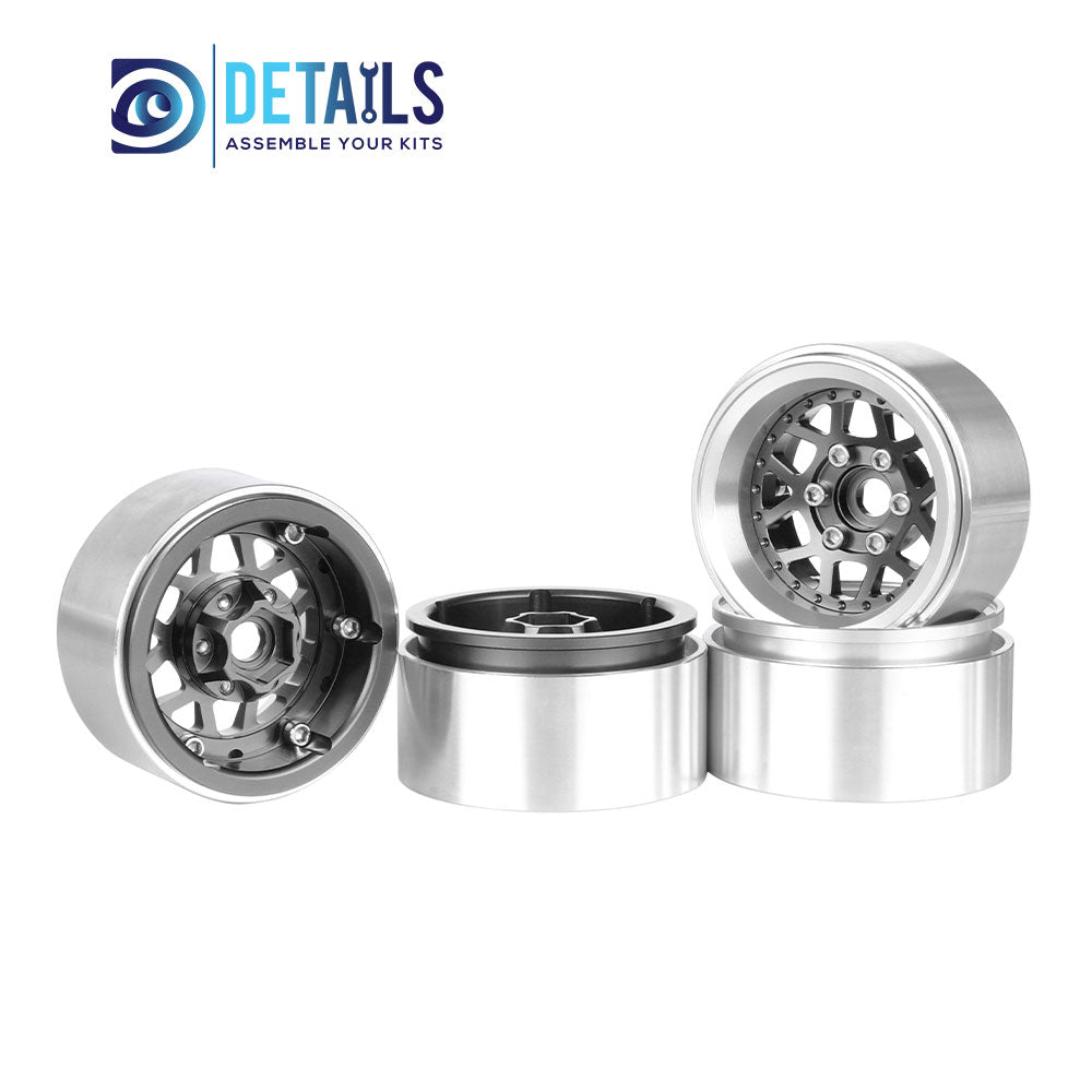 Hobby Details Offset -10mm Aluminum 1.9" Wheel Rim for 1/10 RC Crawler SCX10 Pro TRX4 VS4-10 Gen8 TRX6 CAPRA 4pcs/set A:Black B:Silver C:Titanium D:Copper