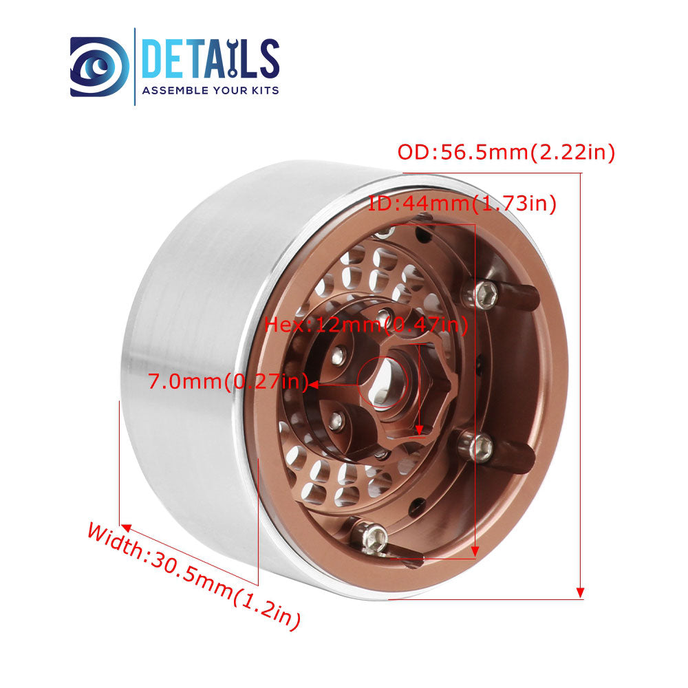 Offset -10mm Aluminum 1.9" Beadlock Wheel Rim for 1/10 RC Crawler SCX10 Pro TRX4 VS4-10 Gen8 TRX6 CAPRA 4pcs/set C