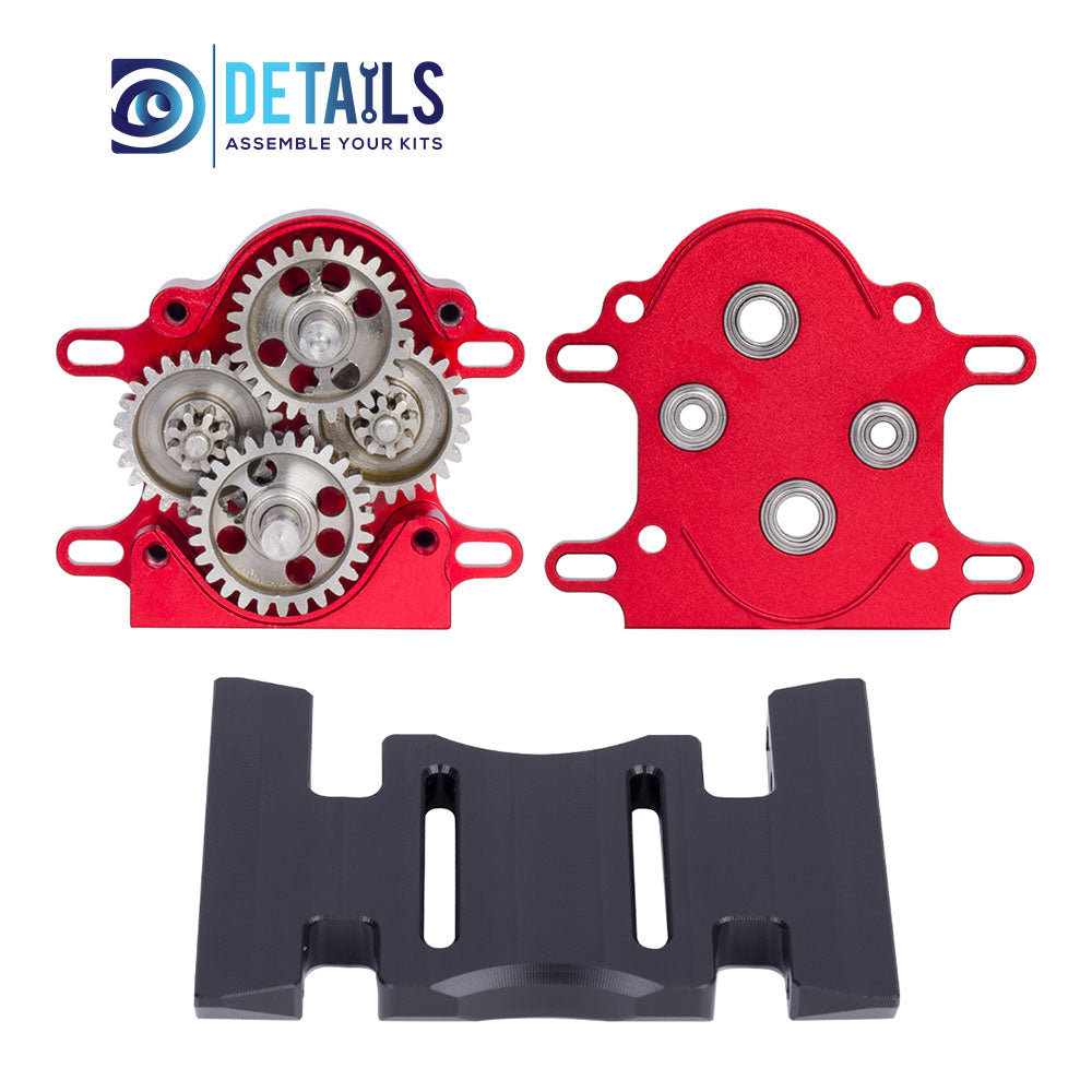 Hobby Details CNC Aluminum Dual Transmission Overdrive Gearbox Installable 2 Motors for 1/10 RC Crawler Upgrade Parts A:Black B:Red C:Purple