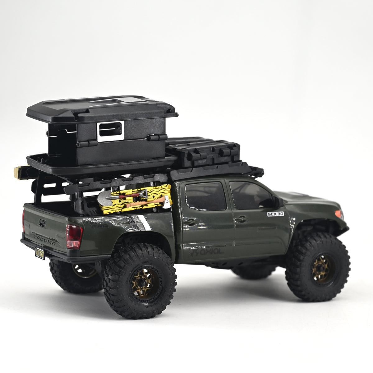 Hobbydetails 1/30 Toyota Classic UV Sticker/Topper Camper Shell/Body Mount Tire Wheel Set  for SCX30 Tacoma Cars