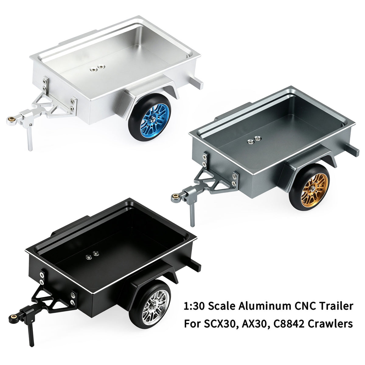 Hobbydetails Aluminum Trailer For 1:30 SCX30 Crawler Cars