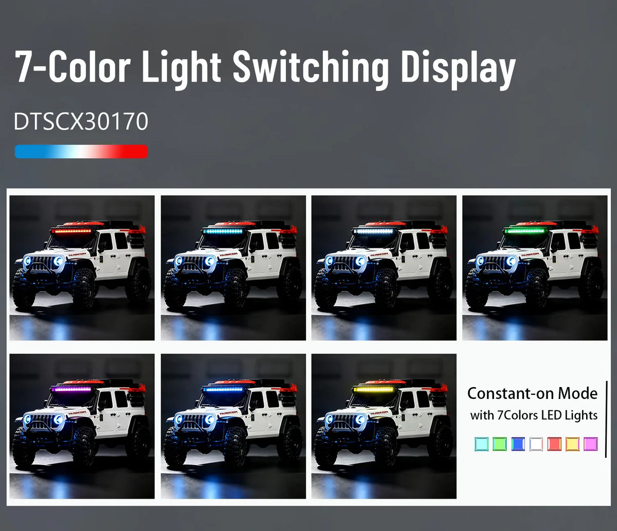Review RGB Light Hobbydetails 7-Color 12-Mode RGB Sequential LED Light Set for SCX30 Jeep Wrangler JLU(Only Fit for only Stock Jeep Body)