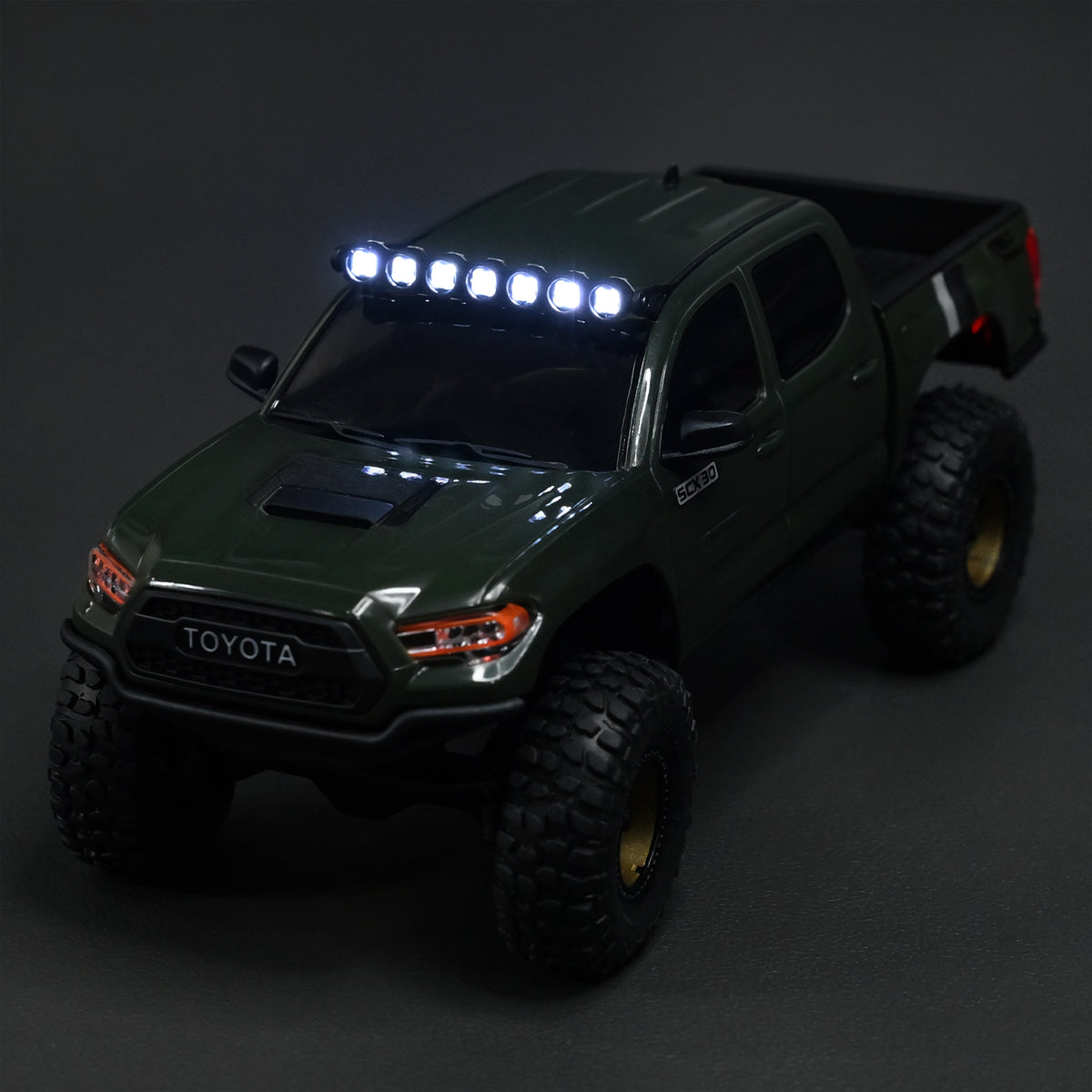 Hobbydetails Newest Aluminum Case Standard Round LED Light for Axial SCX30 Green Tacoma Rock Crawler Car White