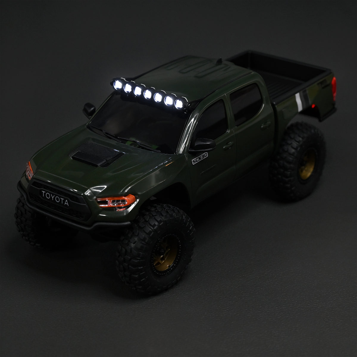 Hobbydetails Newest Aluminum Case Standard Round LED Light for Axial SCX30 Green Tacoma Rock Crawler Car White