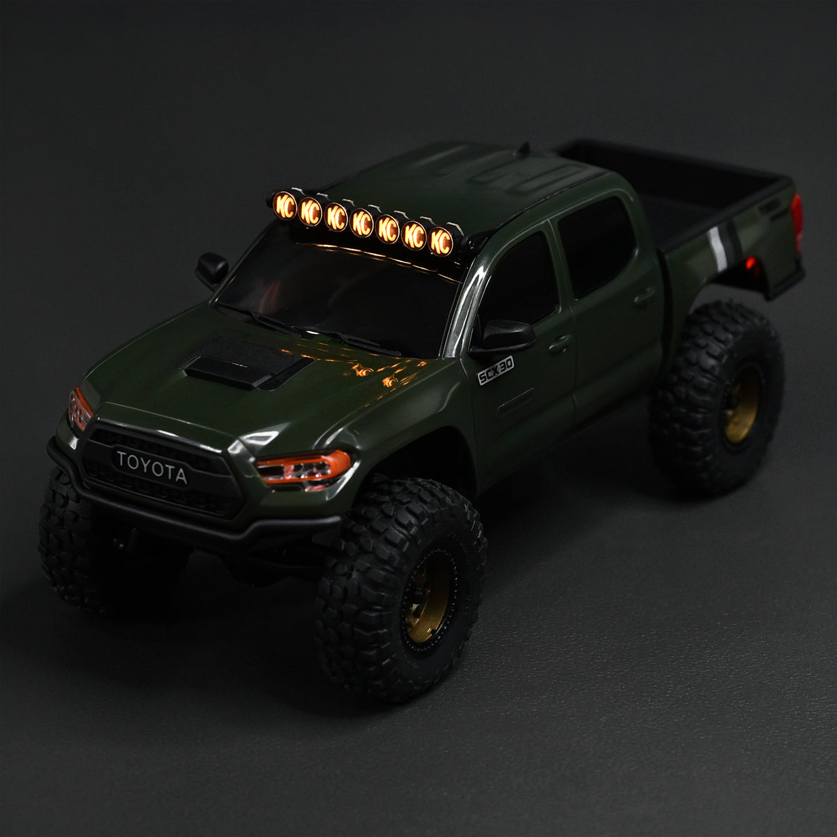 Hobbydetails Newest Aluminum Case KC LED Light for Axial SCX30 Green Tacoma Rock Crawler Car Yellow