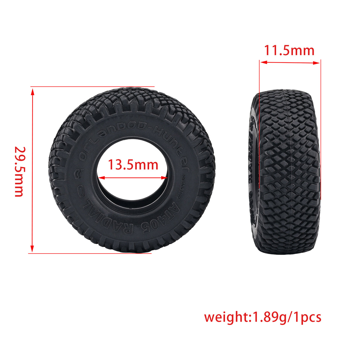 HobbyDetails 11.5×29.5mm Wheels and Tires for SCX30 Tacoma RC Crawler