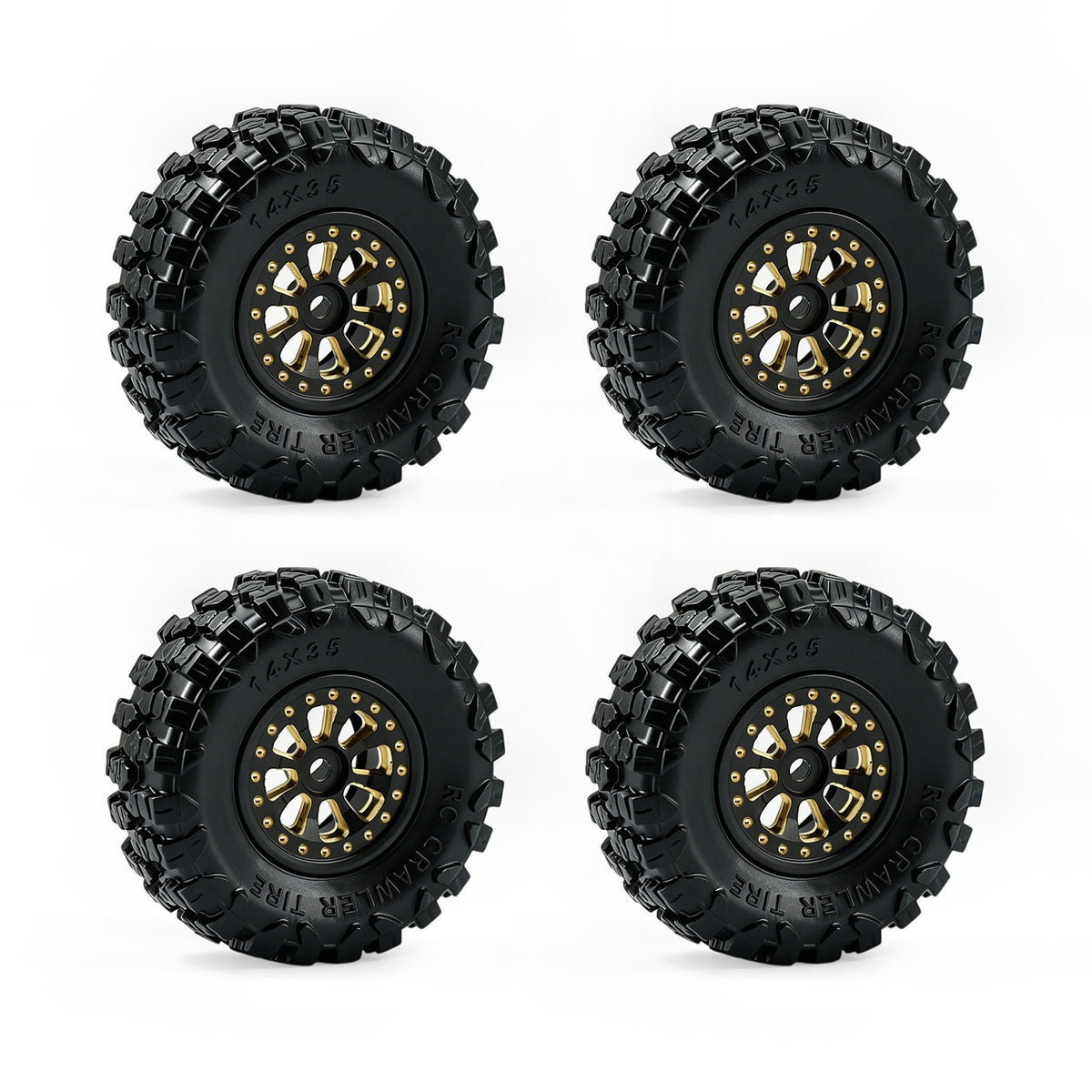 Hobby Details Brass 0.7" Wheel and Tire for SCX30 Cars Upgrade Parts 4pcs/set