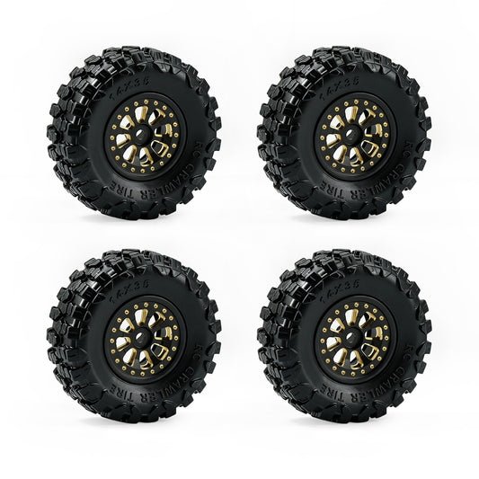Hobby Details Brass 0.7" Wheel and Tire for SCX30 Cars Upgrade Parts 4pcs/set