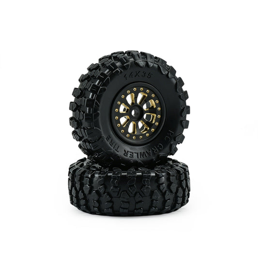 HobbyDetails 0.7" 14X35mm Tire ＆ Wheel for SCX30 Cars, Tacoma Bronze Cars, 4pcs/set