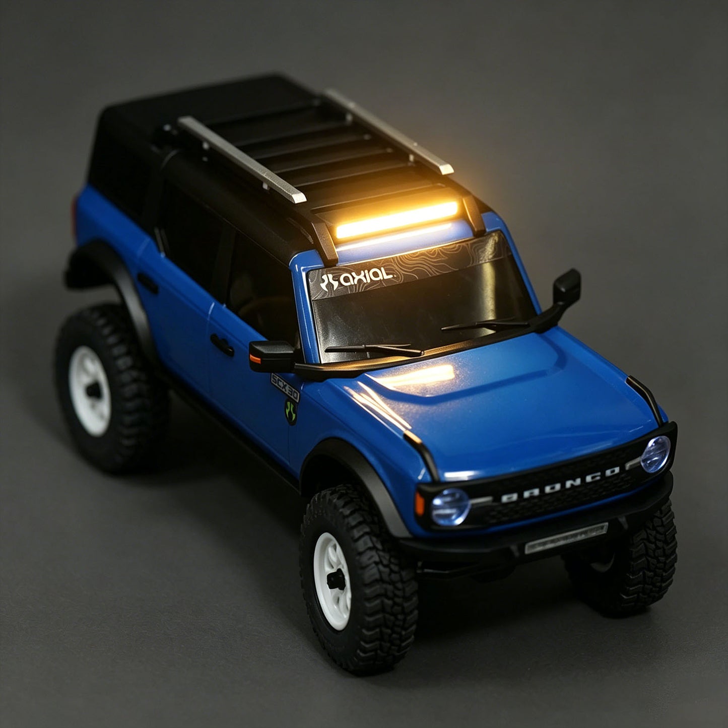 Hobby Details SCX30 Bronco Round Light Bar, Straight Light Bar, Angel Eye Light, LED Bumper Light, Front Bumper with LED Light Bar, Rock Lights Bar
