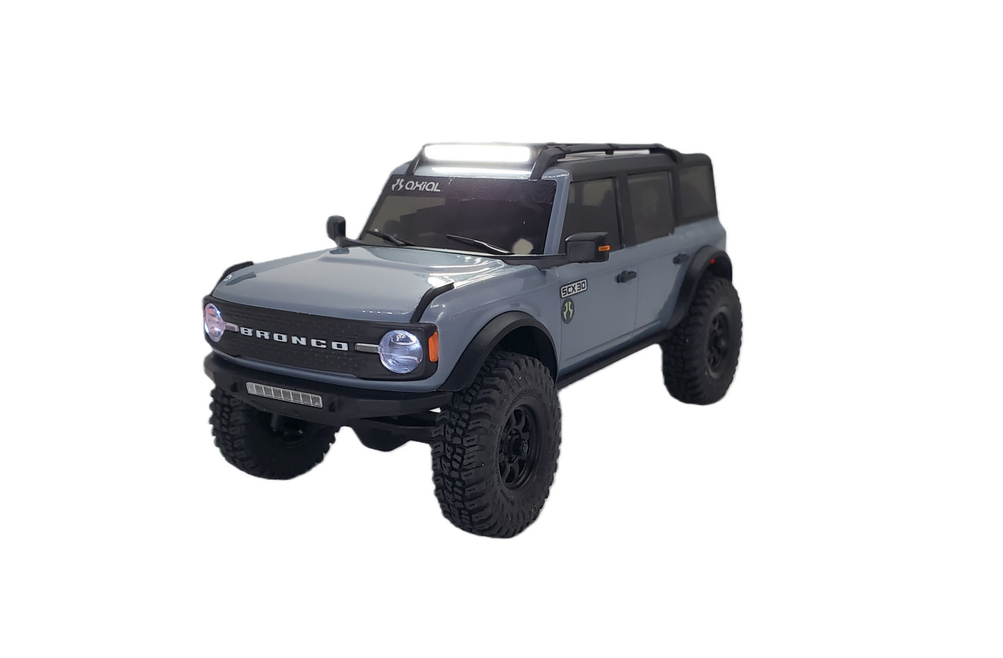 Hobby Details SCX30 Bronco Round Light Bar, Straight Light Bar, Angel Eye Light, LED Bumper Light, Front Bumper with LED Light Bar, Rock Lights Bar