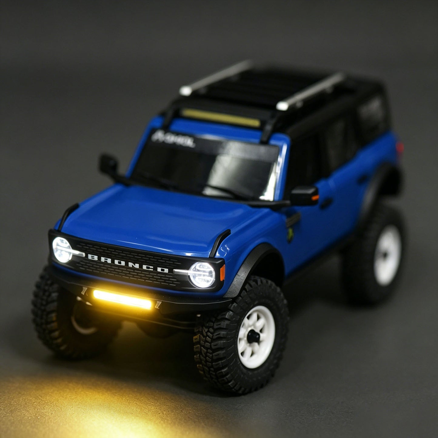 Hobby Details SCX30 Bronco Round Light Bar, Straight Light Bar, Angel Eye Light, LED Bumper Light, Front Bumper with LED Light Bar, Rock Lights Bar