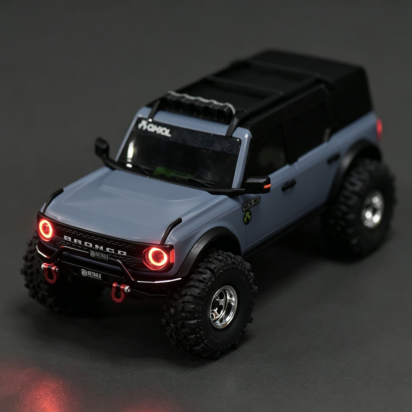 Hobby Details SCX30 Bronco Round Light Bar, Straight Light Bar, Angel Eye Light, LED Bumper Light, Front Bumper with LED Light Bar, Rock Lights Bar