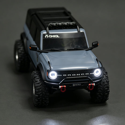 Hobby Details SCX30 Bronco Round Light Bar, Straight Light Bar, Angel Eye Light, LED Bumper Light, Front Bumper with LED Light Bar, Rock Lights Bar