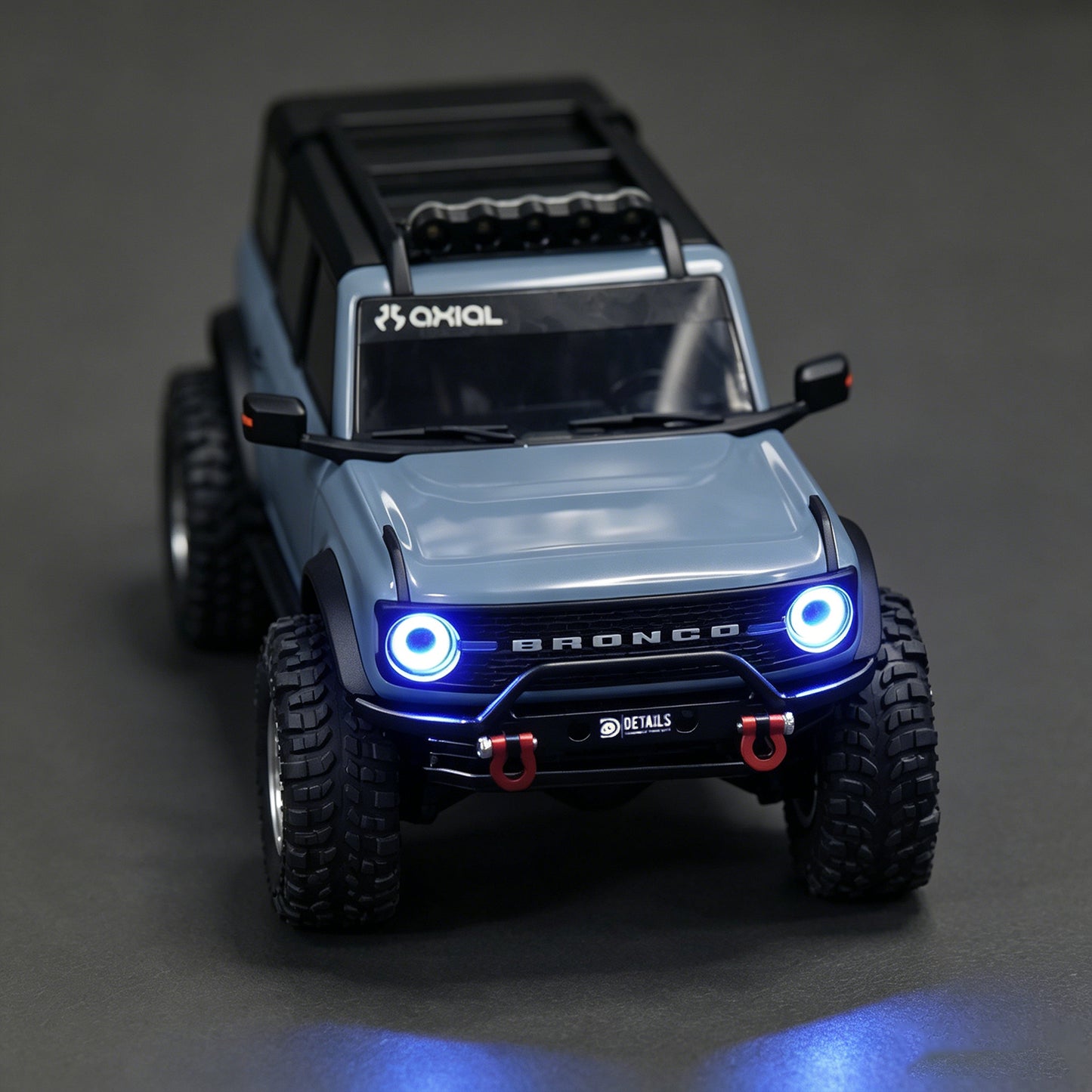 Hobby Details SCX30 Bronco Round Light Bar, Straight Light Bar, Angel Eye Light, LED Bumper Light, Front Bumper with LED Light Bar, Rock Lights Bar