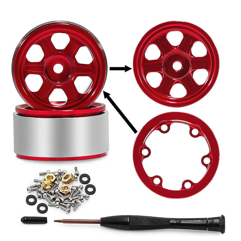 Hobby Details Aluminum 0.7" Beadlock Wheel 11x21mm for SCX30 Cars 4pcs/set