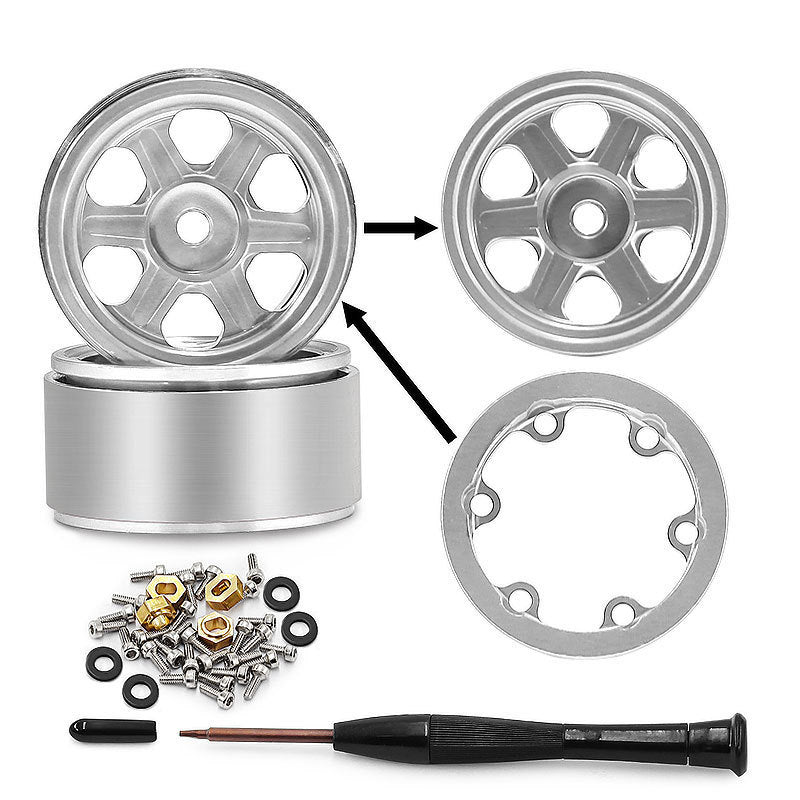 Hobby Details Aluminum 0.7" Beadlock Wheel 11x21mm for SCX30 Cars 4pcs/set