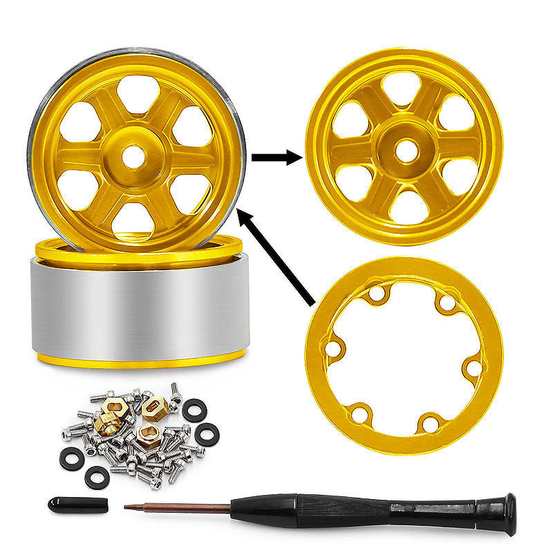 Hobby Details Aluminum 0.7" Beadlock Wheel 11x21mm for SCX30 Cars 4pcs/set