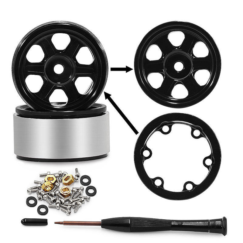 Hobby Details Aluminum 0.7" Beadlock Wheel 11x21mm for SCX30 Cars 4pcs/set