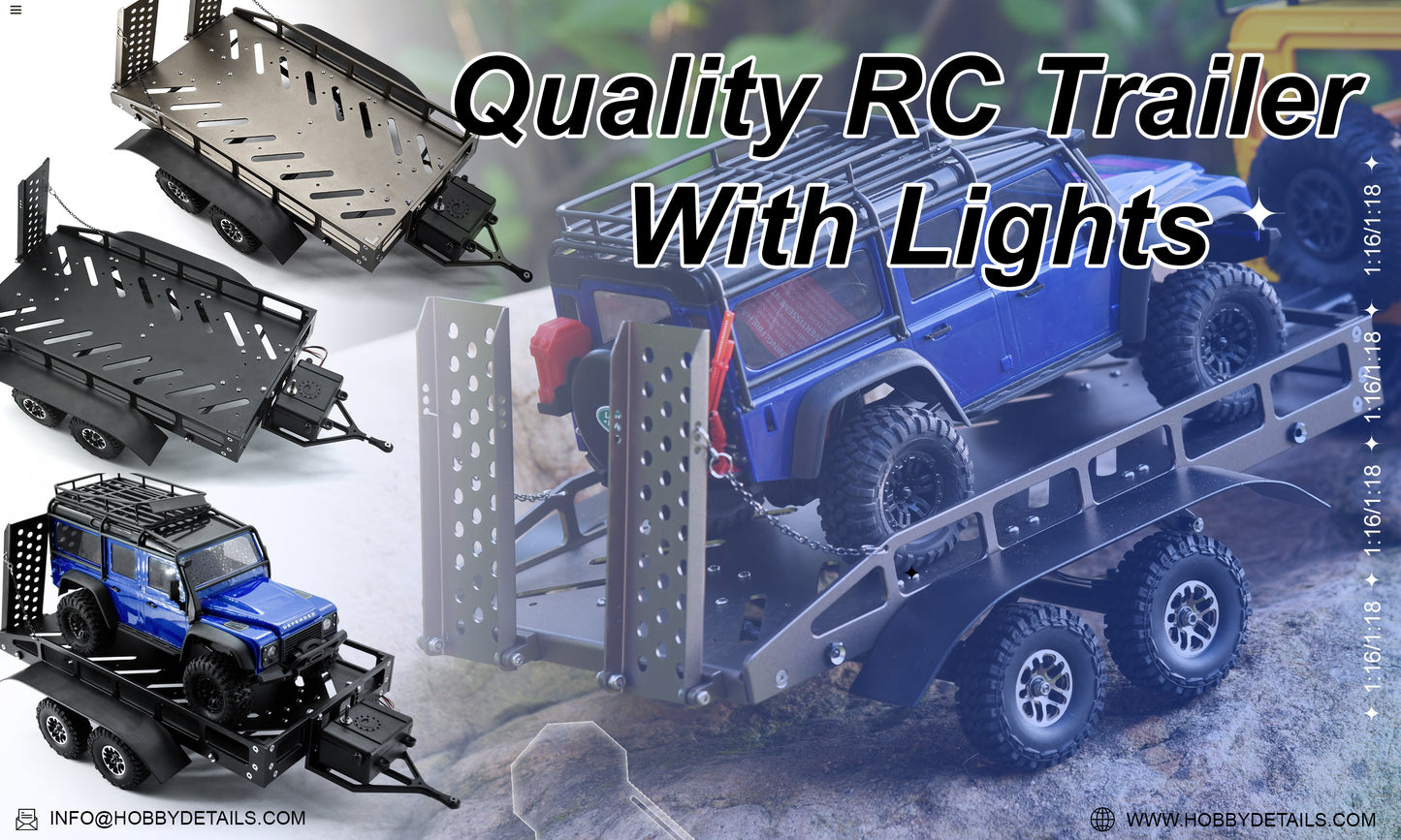 Hobby Details Quality 1/16 1/18 Trailer with LED Lights