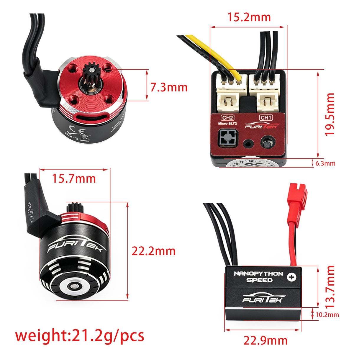 Furitek NanoModo SPEED 2026 Stock TX Plug &amp; Play Control System (ESC + Brushless Motor + RX) for Axial SCX30