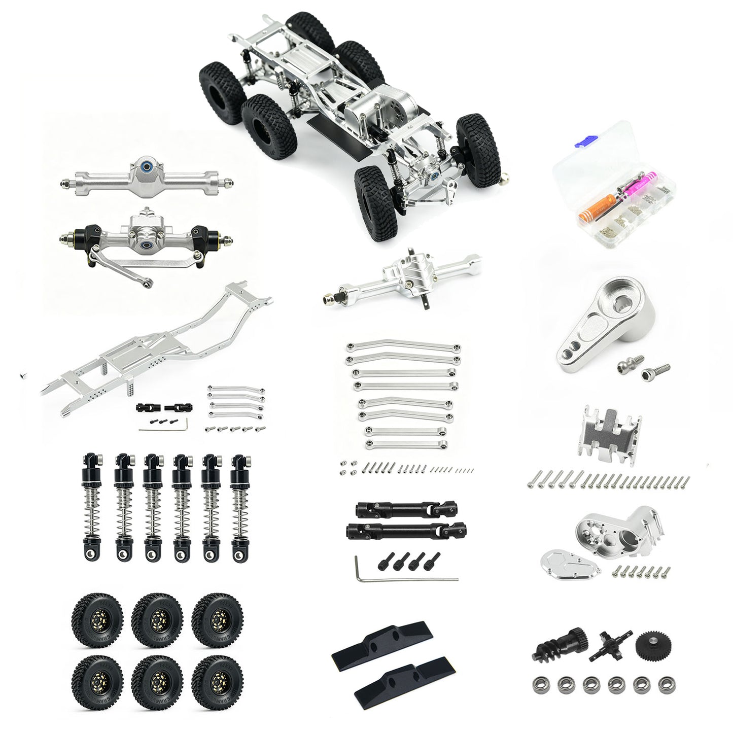 Hobbydetails SCX30 6X6 Metal Parts Aluminum Set