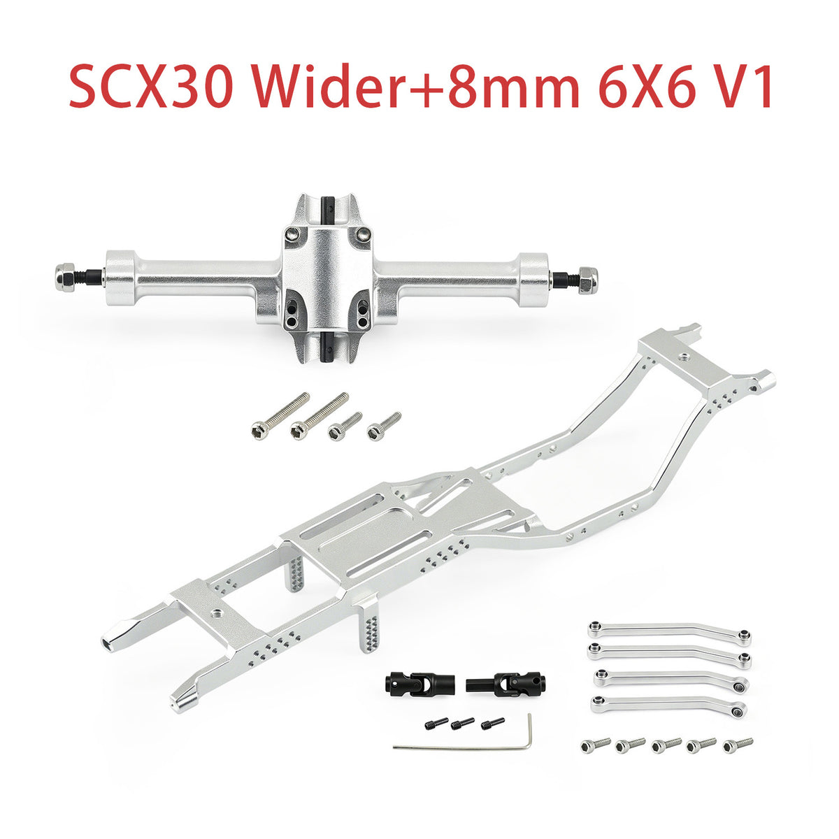 HobbyDetails Upgrades Parts to 6X6 Chassis Set for Stock SCX30 Cars V1 Wider +4mm